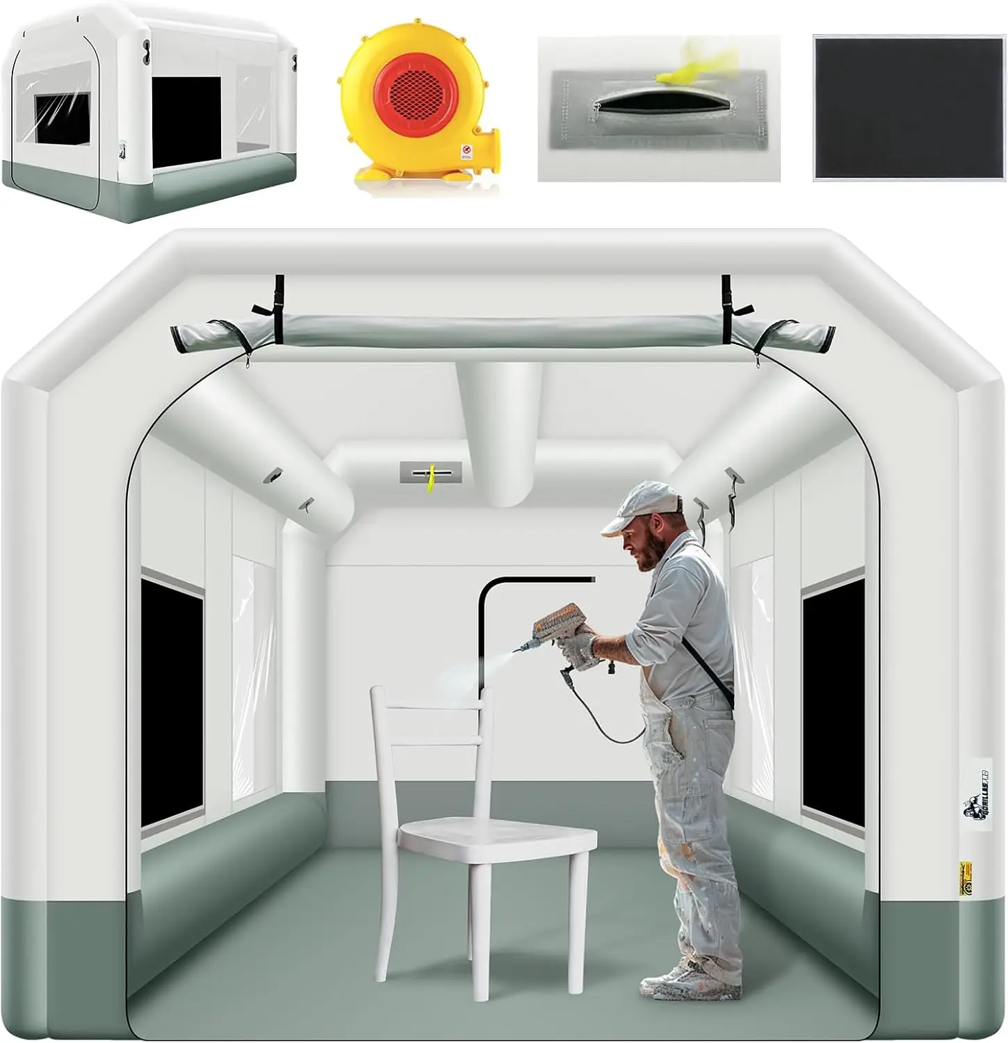 Inflatable Paint Booth - 13x10x8Ft Şişme Boya Kabini Çadırı, 550W